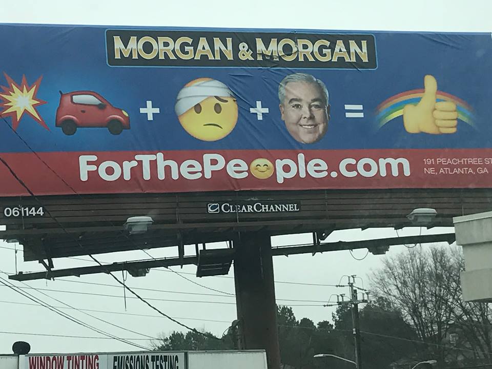 lawyer marketing billboard with emoticons