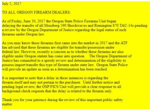 OSP Statement on Legality of Mossberg 590